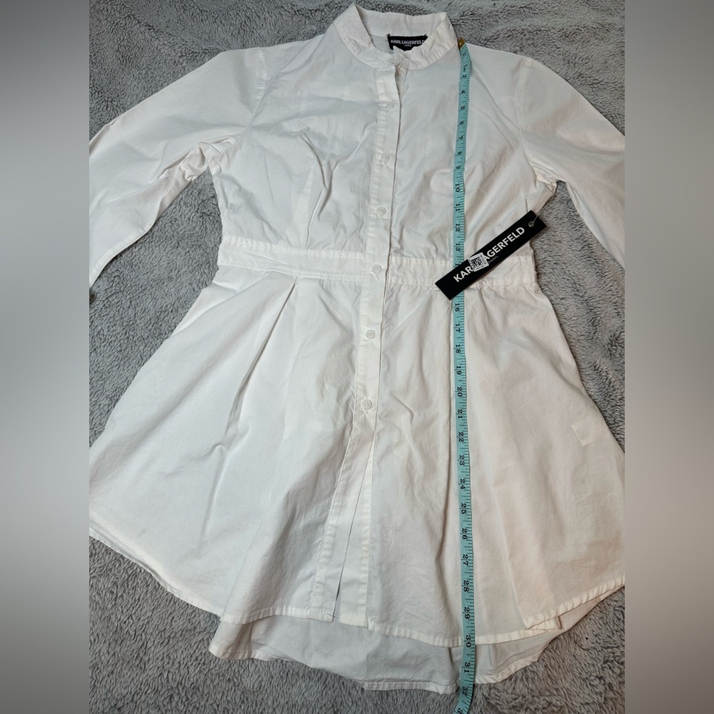 Karl Lagerfeld Paris White Cotton Button-Front Tunic Blouse Size Small NWT - Picture 12 of 13